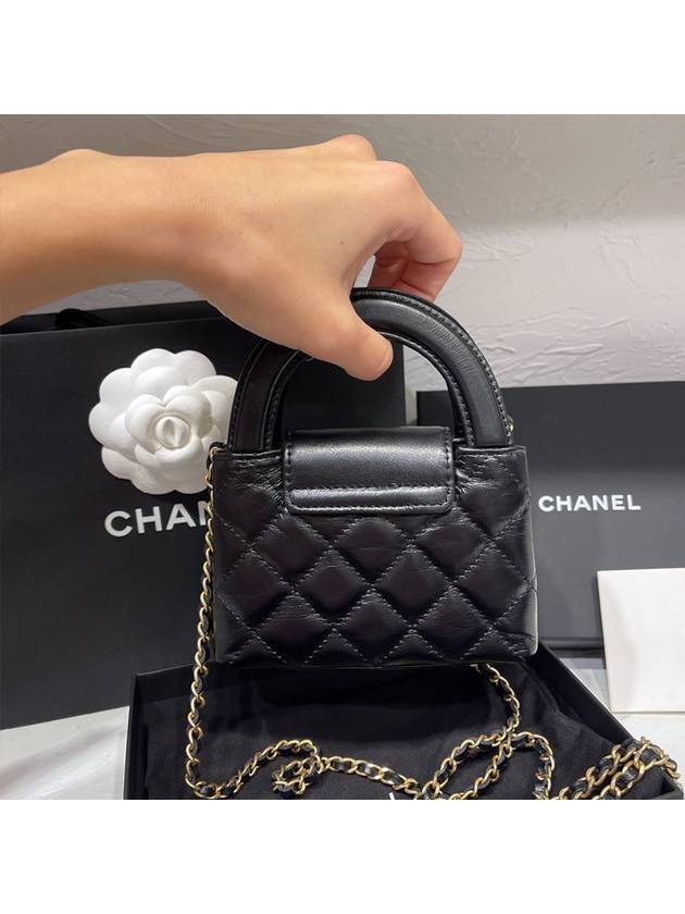 Mini Kelly Bag Shiny Vintage Calfskin Gold Black - CHANEL - BALAAN 2