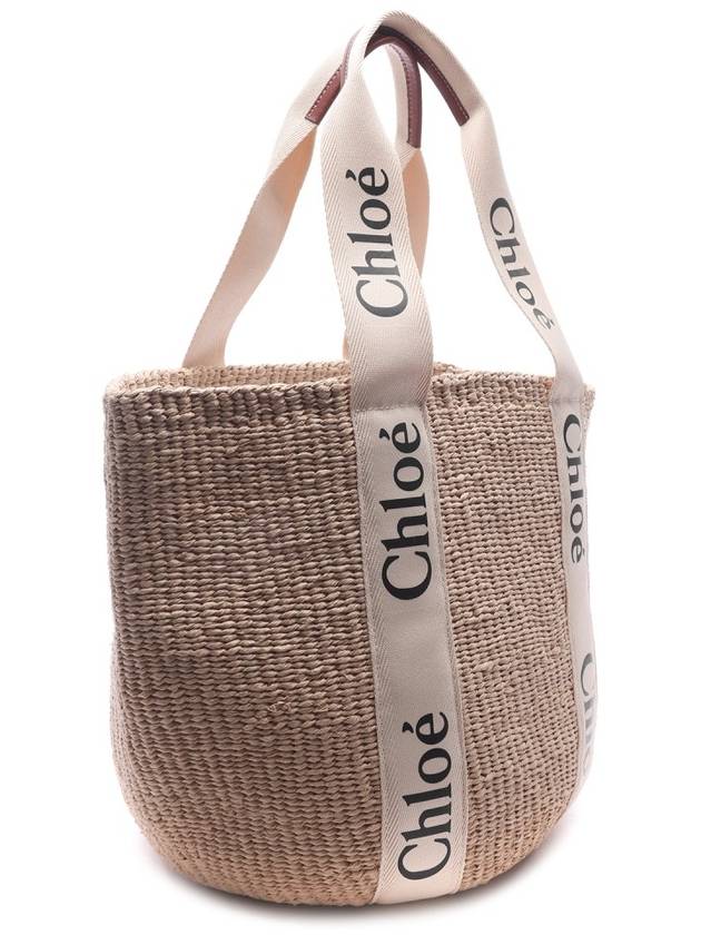 Large Woody Basket Tote Bag White Beige - CHLOE - BALAAN 4