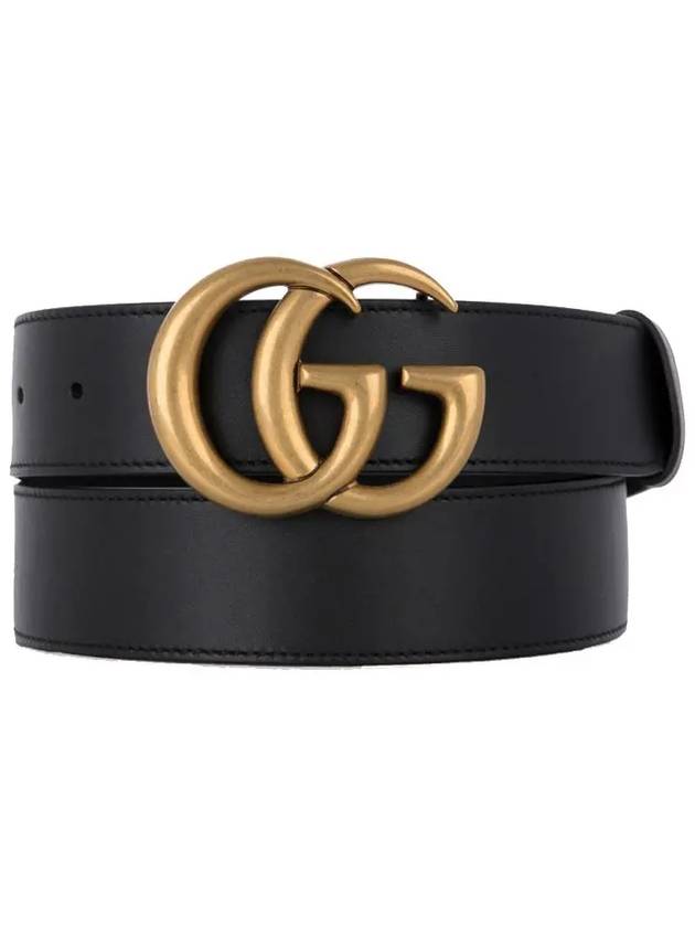 GG Mamont Double G Leather Belt Black 397660 AP00T 1000 - GUCCI - BALAAN 1
