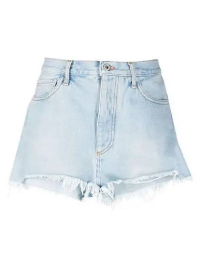 Twisted Logo Patch Denim Shorts Blue - OFF WHITE - BALAAN 2