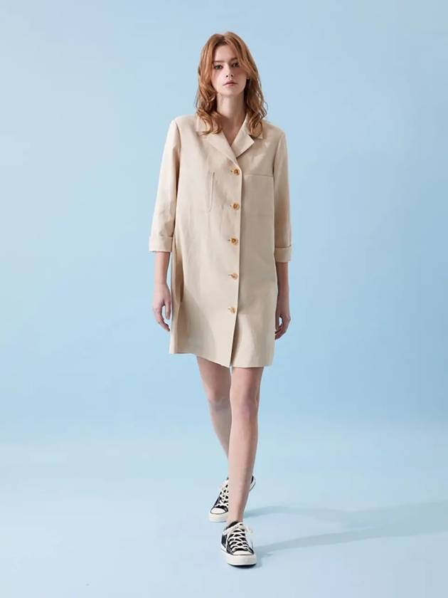 Linen long jacket mini dress beige 021B - VOYONN - BALAAN 9