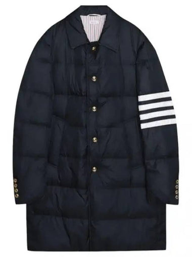 Diagonal stripe matte finish foot collar padded overcoat - THOM BROWNE - BALAAN 1