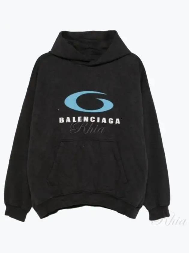 Logo Hoodie Washed Black - BALENCIAGA - BALAAN 2