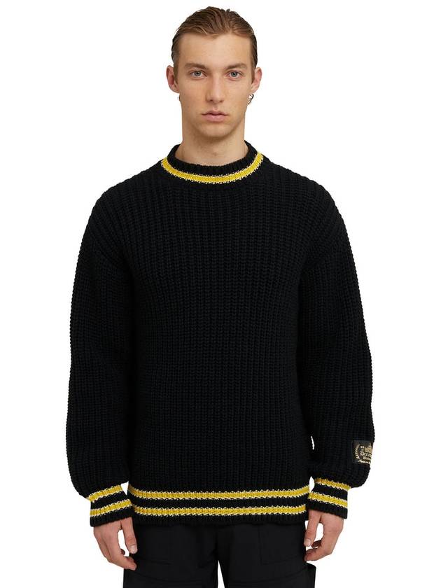 College Patch Crew Neck Knit Top Black - MSGM - BALAAN 3