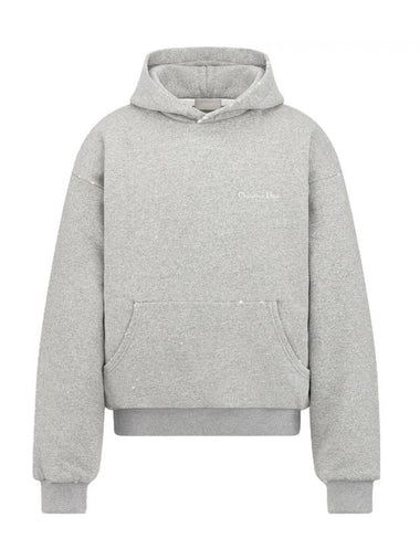 Logo Print Cotton Hoodie Grey - DIOR - BALAAN 1