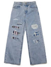 Mohair Patch Wide Jeans Blue - MARNI - BALAAN 2