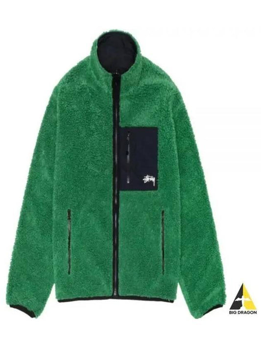 118529 GREEN Sherpa reversible jacket - STUSSY - BALAAN 1