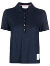 Women's Round Collar Short Sleeve Polo Shirt Navy - THOM BROWNE - BALAAN 2