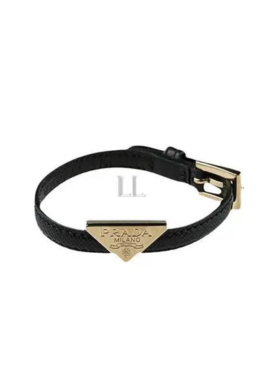 Saffiano Triangle Logo Bracelet Black - PRADA - BALAAN 2