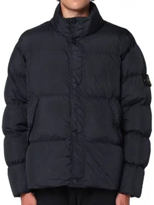 Wapen Patch Crinkle Clap Neck Down Padded Black Men s Jacket 270235 - STONE ISLAND - BALAAN 1