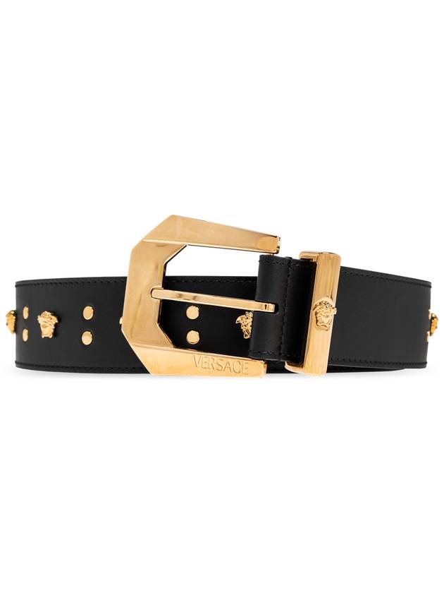 Versace Leather Belt With Appliqués, Men's, Black - VERSACE - BALAAN 1