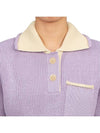 Le Maille Arco Contrasted Cropped Knit Polo Shirt Purple - JACQUEMUS - BALAAN 7