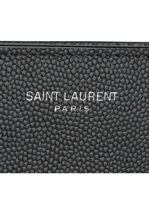 Classic Logo Textured Leather Half Wallet Black - SAINT LAURENT - BALAAN 6