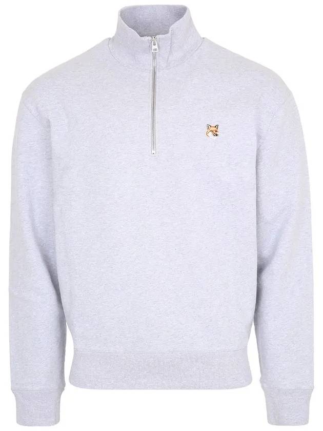 Fox Head Patch Half Zipper Sweatshirt Light Grey Melange - MAISON KITSUNE - BALAAN 3