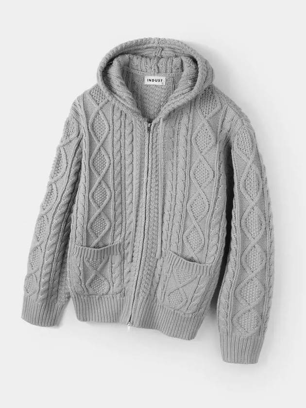 Two way cable hood zip up knit gray - INDUST - BALAAN 7