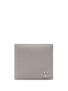 Men's V Logo Calf Leather Half Wallet Grey - VALENTINO - BALAAN 1