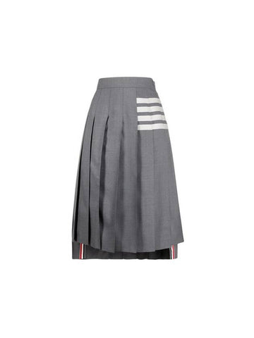 Wool Cashmere Flannel Below Knee Pleats 4 Bar Skirt FGC400V 06393 035 - THOM BROWNE - BALAAN 1