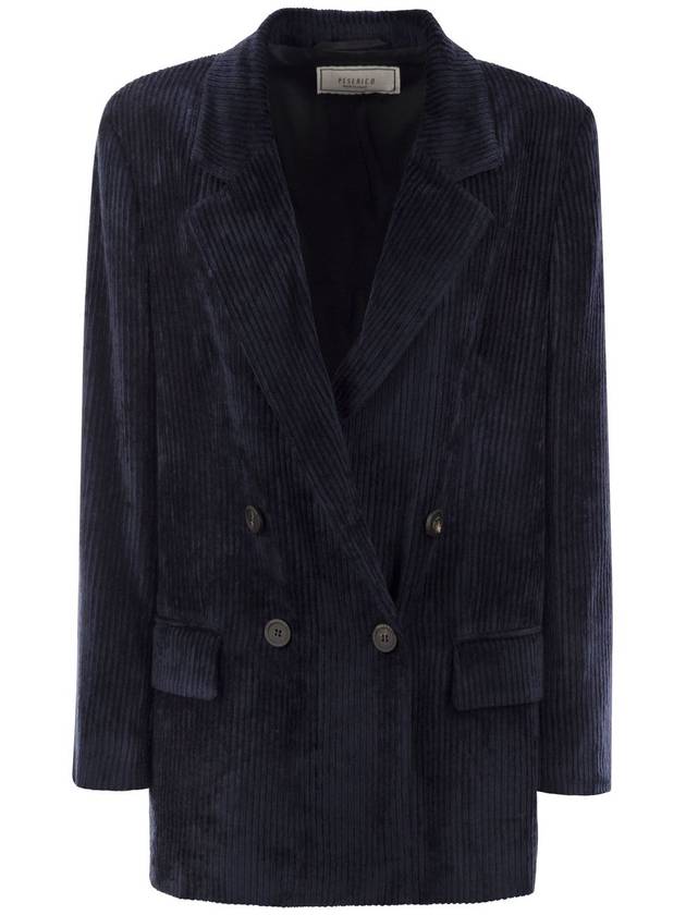 Velvet double-breasted blazer - PESERICO - BALAAN 1