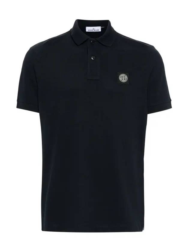 Pique Stretch Cotton Short Sleeve Polo Shirt Black - STONE ISLAND - BALAAN 3