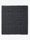 Monogram Wool Cashmere Scarf Black - TOTEME - BALAAN 2