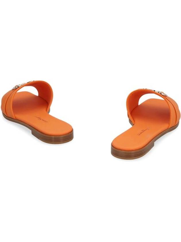 Gancini Leather Slippers Orange - SALVATORE FERRAGAMO - BALAAN 5