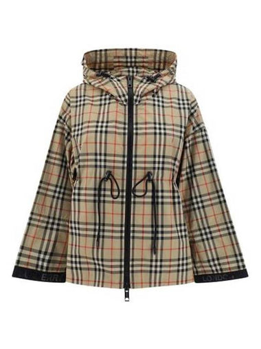 WoMen's Back-tone Check Zip-up Hooded Jacket Beige - BURBERRY - BALAAN 1