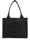 Logo Tote Bag Shoulder Black Women s - GANNI - BALAAN 4