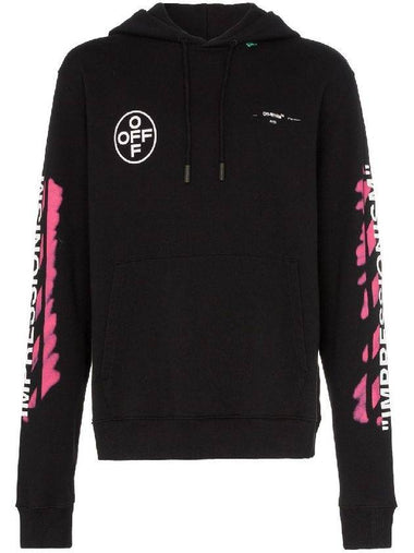 Paint Logo Stencil Fuchsia Hoodie Black - OFF WHITE - BALAAN 1