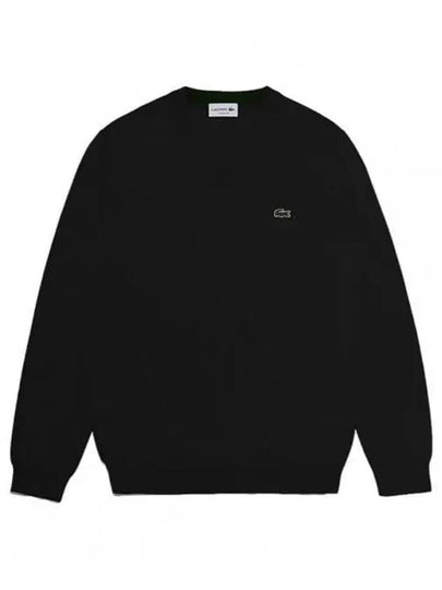 V Neck Cotton Classic Fit Knit Top Black - LACOSTE - BALAAN 2