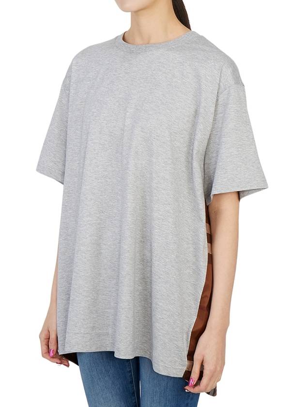 Bag Check Panel Overfit Short Sleeve T-Shirt Gray - BURBERRY - BALAAN.