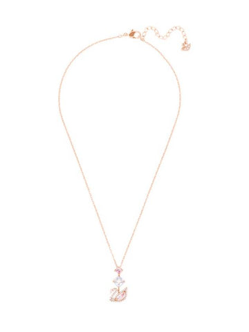 Darjeeling Swan Pendant Necklace Pink Rose Gold - SWAROVSKI - BALAAN 1