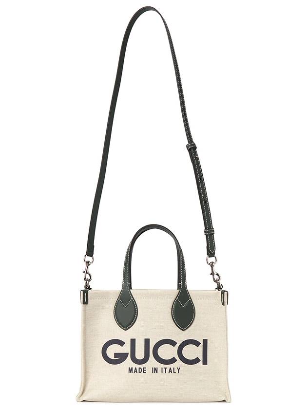 Printed Small Canvas Tote Bag Beige Green - GUCCI - BALAAN 8