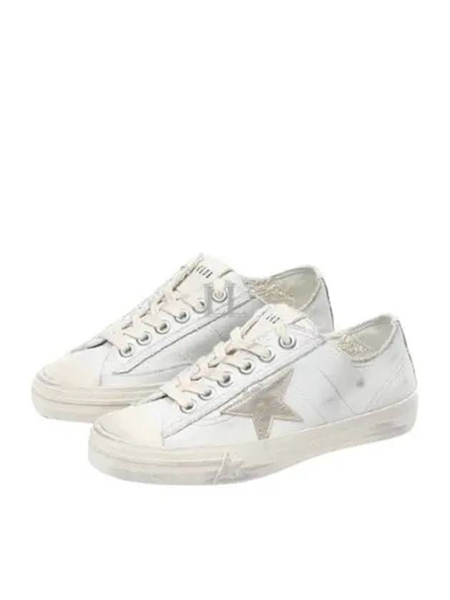 V-Star Gold Metallic Leather Star Low Top Sneakers White - GOLDEN GOOSE - BALAAN 2