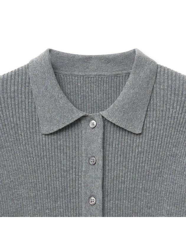 Cotton Ribbed Shirt Cadigan Melange Grey - NOIRER FOR WOMEN - BALAAN 5