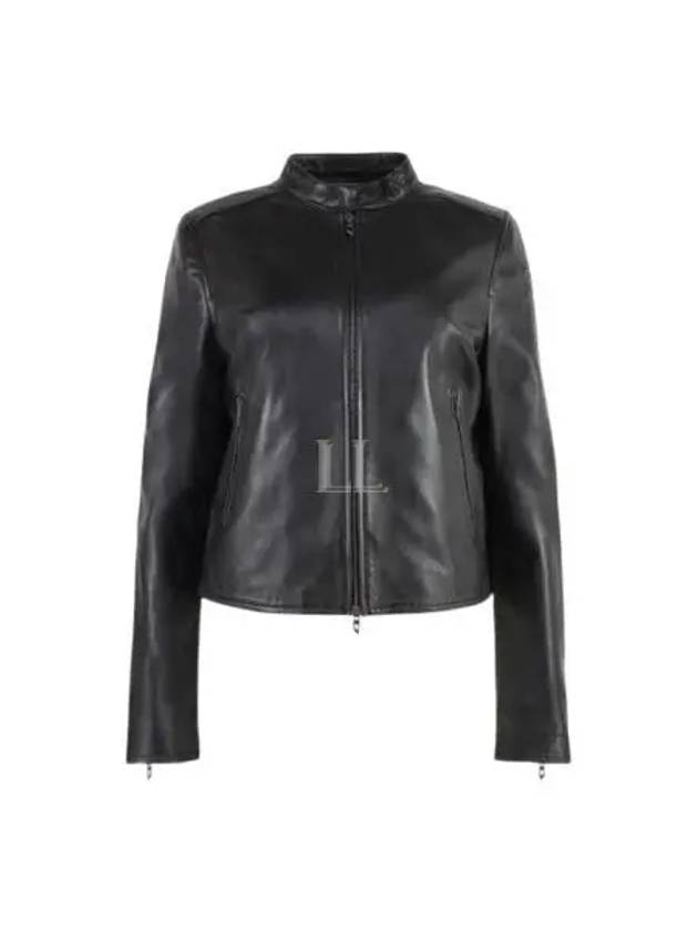 L Ayla Embossed Logo Leather Biker Jacket Black - DIESEL - BALAAN 2