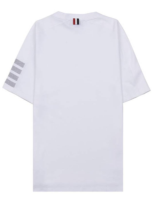 4-Bar Striped Cotton Short Sleeve T-Shirt White - THOM BROWNE - BALAAN 3