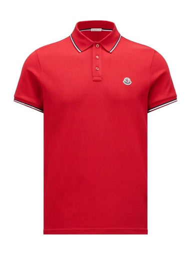 Small Logo Patch Short Sleeve Cotton Polo Shirt Red - MONCLER - BALAAN 1