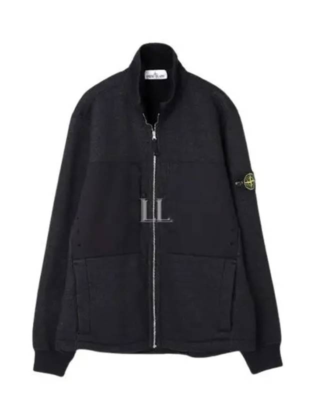 Wappen Patch Cotton Zip Up Jacket Black - STONE ISLAND - BALAAN 2