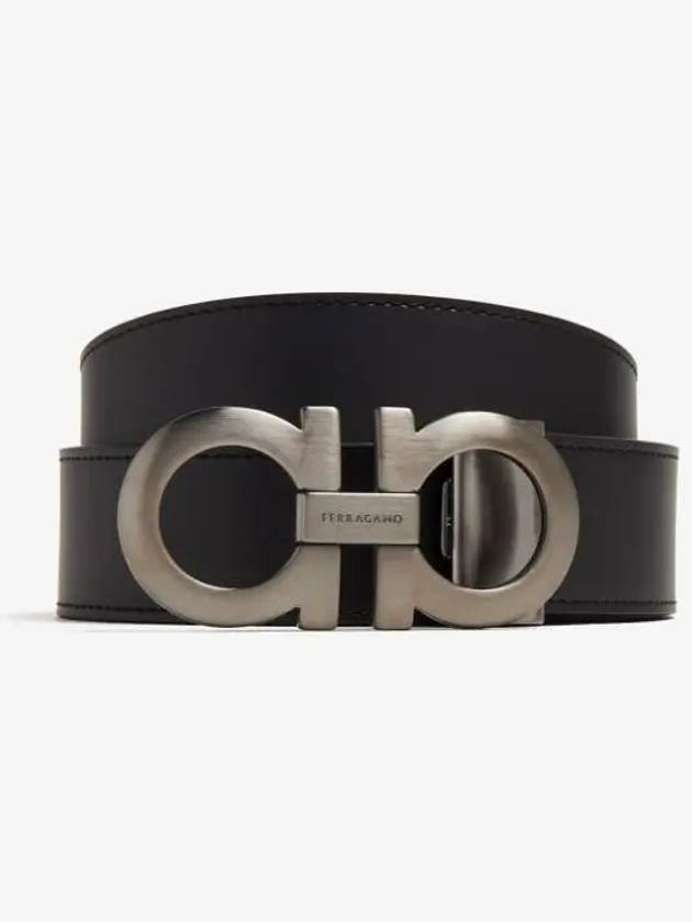 Gancini Reversible Adjustable Leather Belt Black Dark Brown - SALVATORE FERRAGAMO - BALAAN 2