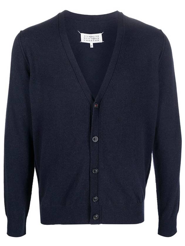 Cashmere Back Stitch Cardigan Navy - MAISON MARGIELA - BALAAN 3