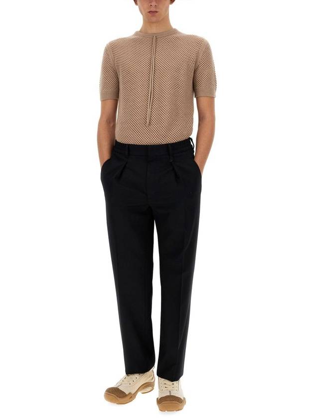 Mesh Ribbed Wool Knit Top Beige - FENDI - BALAAN 3