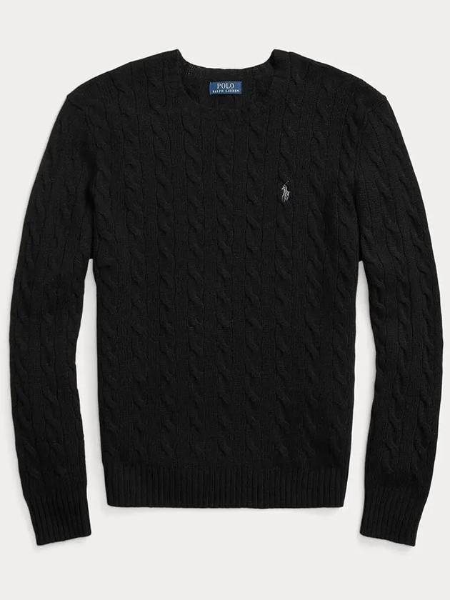 Embroid Logo Cable Knit Top Black - POLO RALPH LAUREN - BALAAN 2