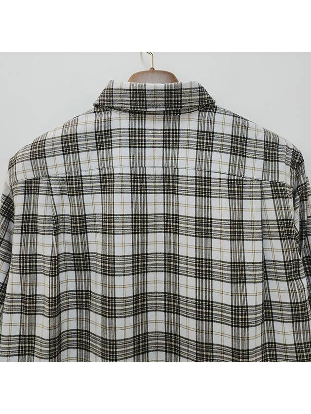 Flannel Check Button-Up Long Sleeve Shirt White Black - ACNE STUDIOS - BALAAN 8