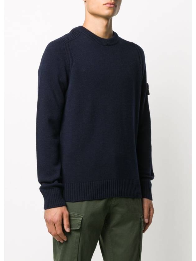 Wappen Patch Round Neck Knit Top Dark Navy - STONE ISLAND - BALAAN 4