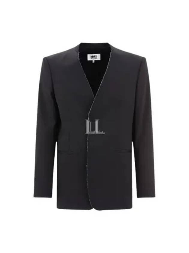 Raw Edge Button Fastening Pocket Jacket Black - MAISON MARGIELA - BALAAN 2