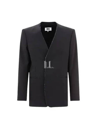 Raw Edge Button Fastening Pocket Jacket Black - MAISON MARGIELA - BALAAN 2