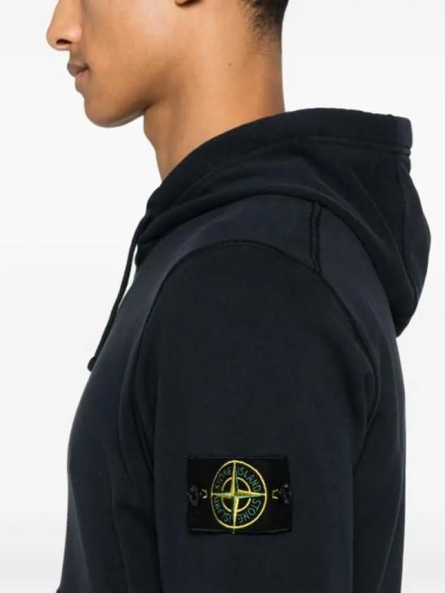 6100045 Organic Cotton Fleece Drawstring Hoodie Navy - STONE ISLAND - BALAAN 8