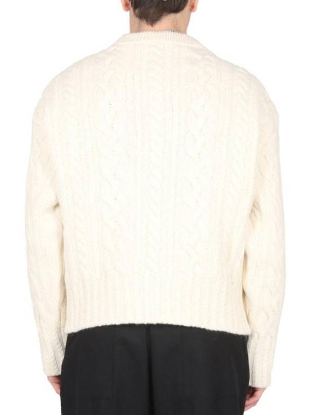 Cable Crew Neck Wool Knit Top Offwhite - AMI - BALAAN 4