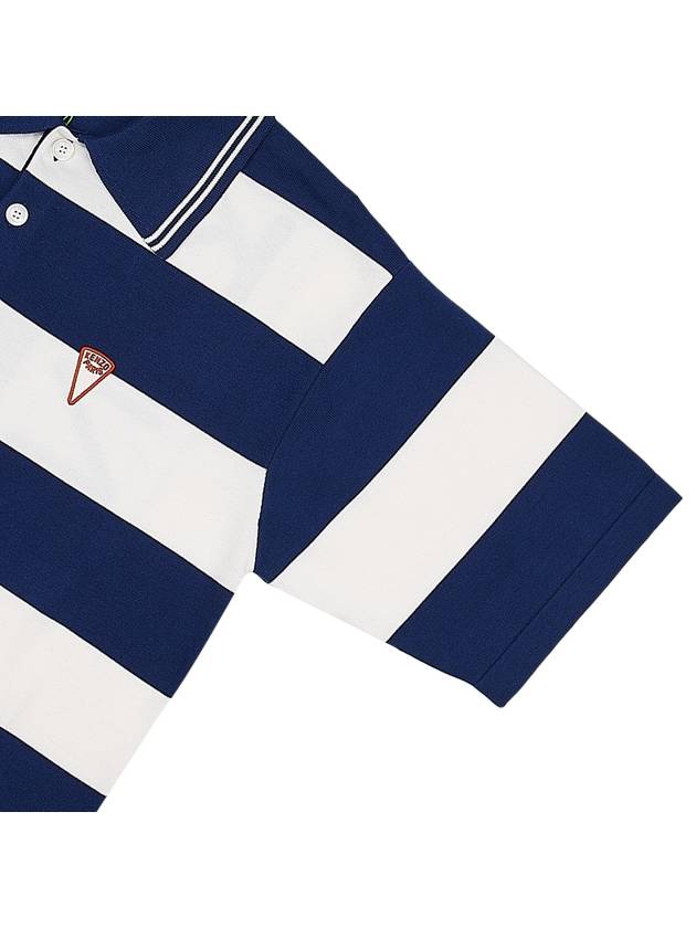 Men's Logo Graphic Striped Cotton Polo Shirt Navy - KENZO - BALAAN 6