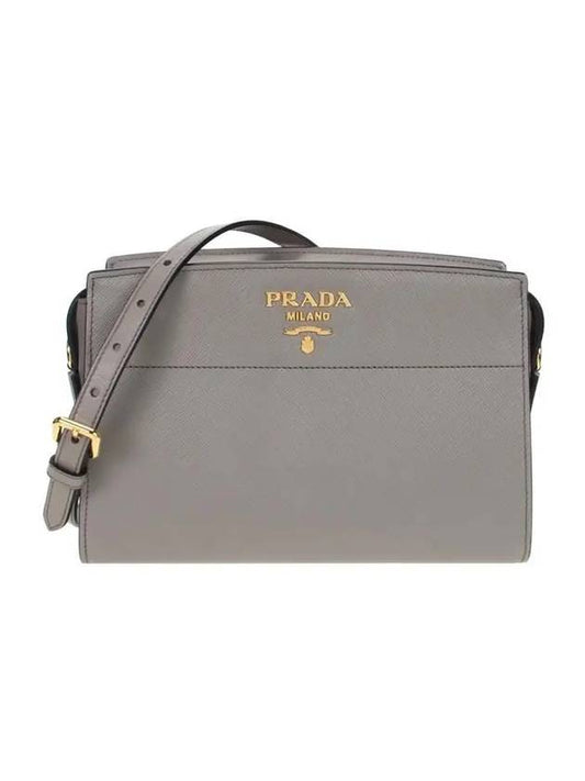 Saffiano Leather Shoulder Bag Grey - PRADA - BALAAN 1